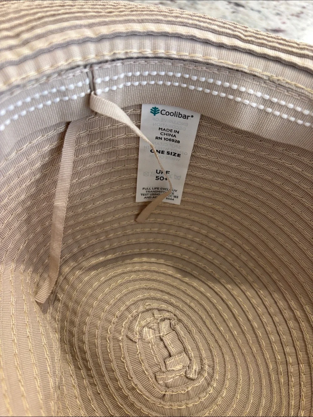 Coolibar Wide-Brim Sun Hat in Light Beige
